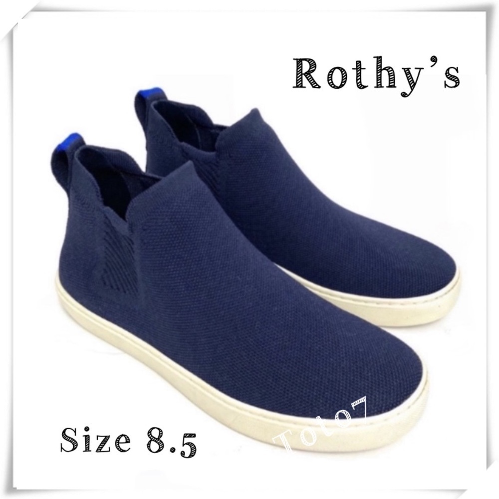 Rothy’s The Chelsea Boot Slip on High Top Sneaker Boot in Blue Size 8.5